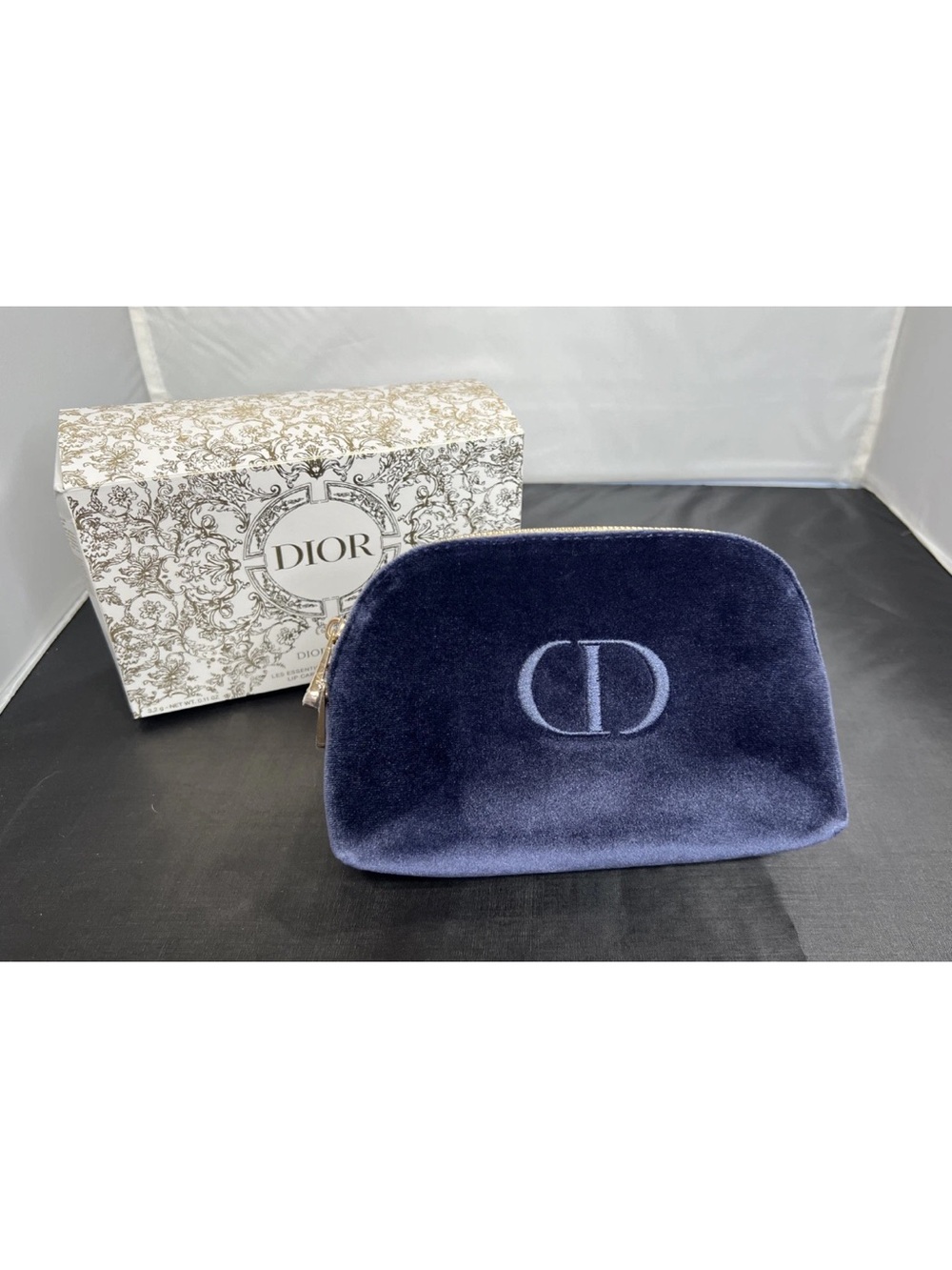 Dior Navy Velvet CD Logo Cosmetic Pouch